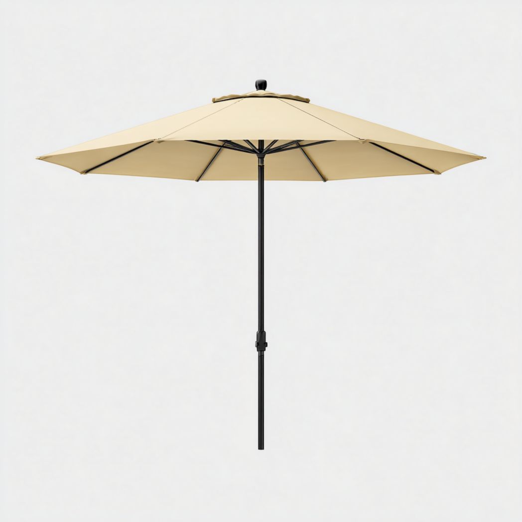 Parasol de jardin droit beige, toile polyester résistante et armature en métal robuste