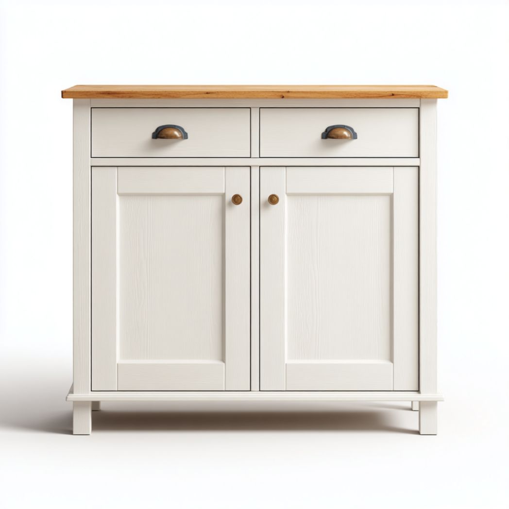 Meuble à chaussures blanc avec deux tiroirs et deux portes