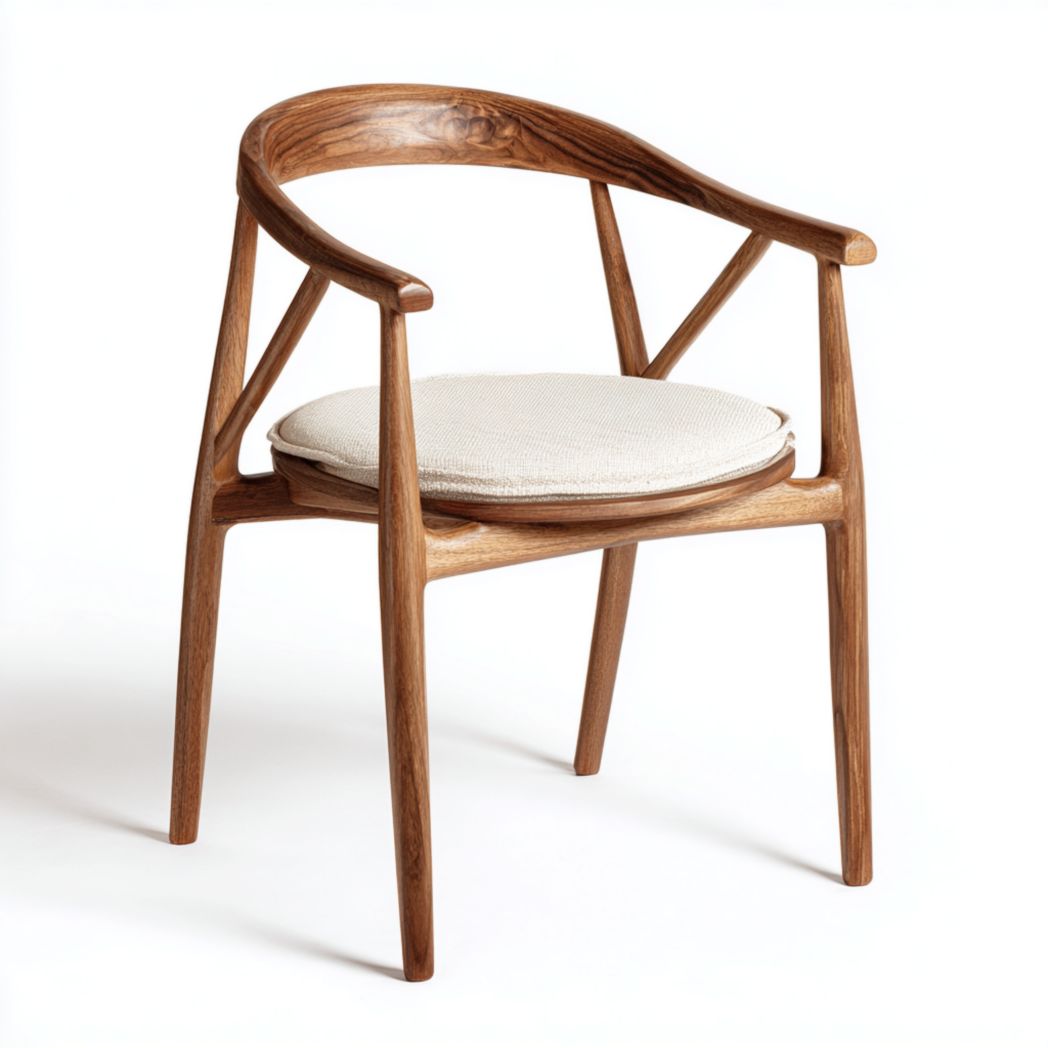 Chaise de salle à manger marron avec coussin blanc cassé