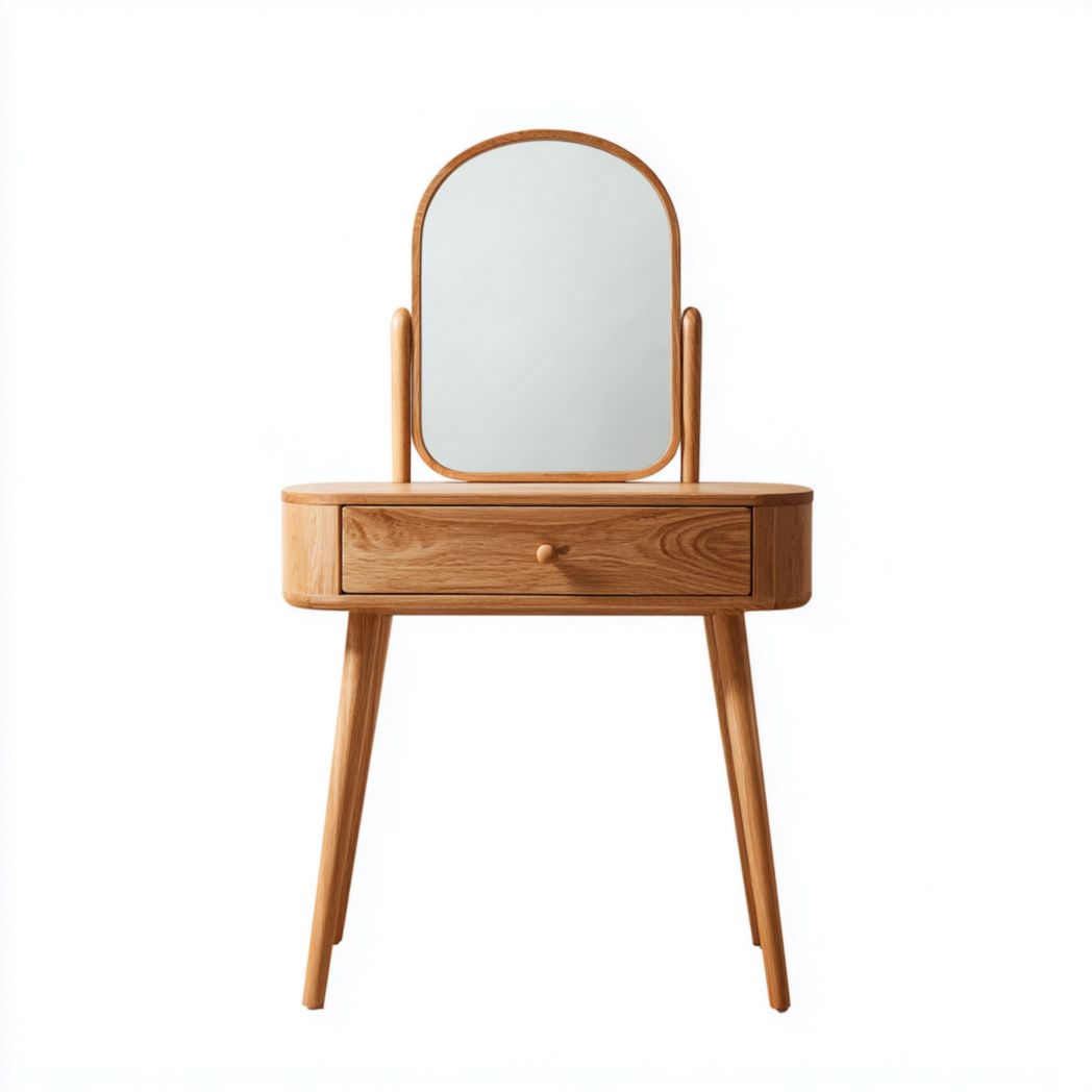 Coiffeuse à miroir ovale avec un tiroir