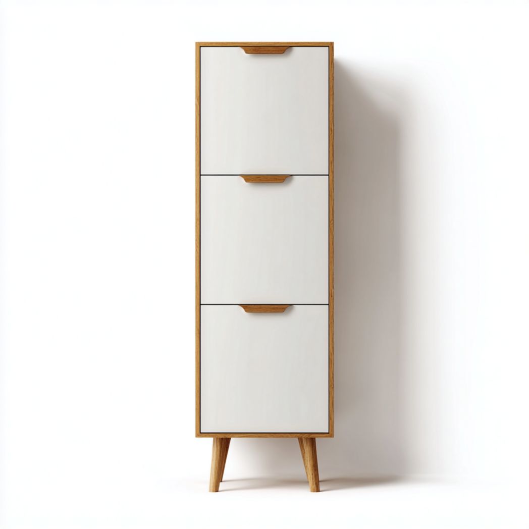 Meuble à chaussures blanc avec trois abattants