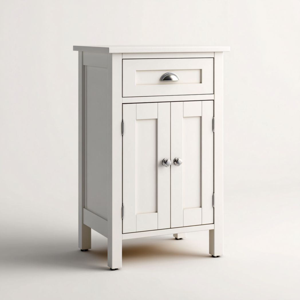 Meuble bas de salle de bain blanc avec 1 tiroir et 2 portes