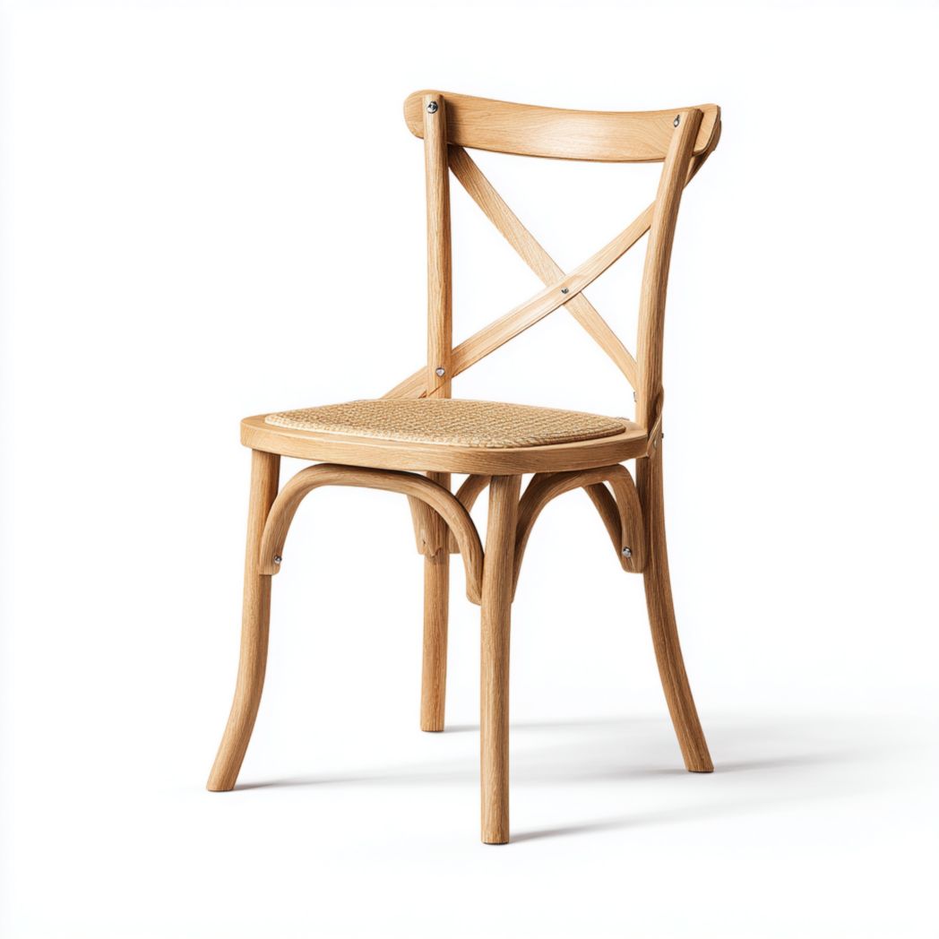 Chaise de salle à manger en rotin avec dossier croisé