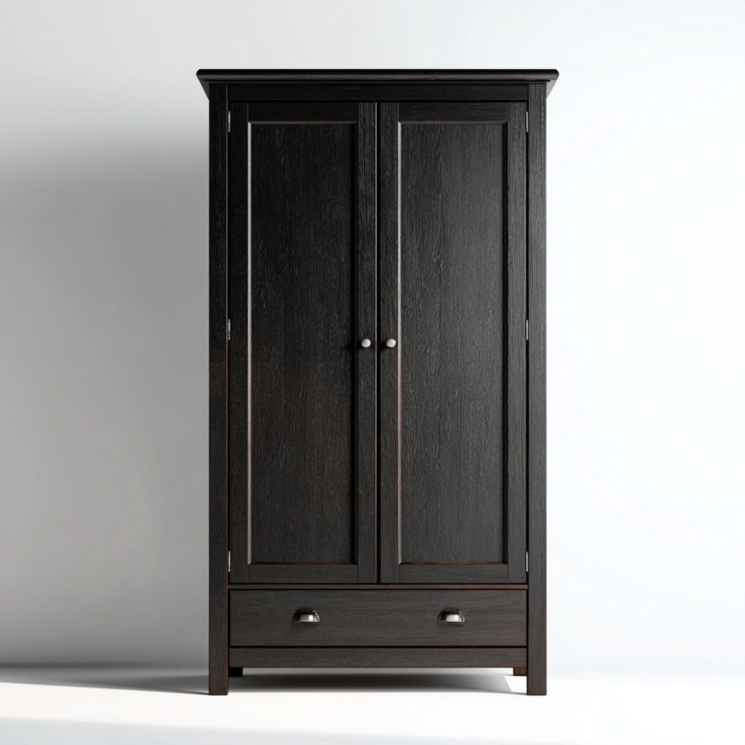Armoire à deux portes noir avec tiroir