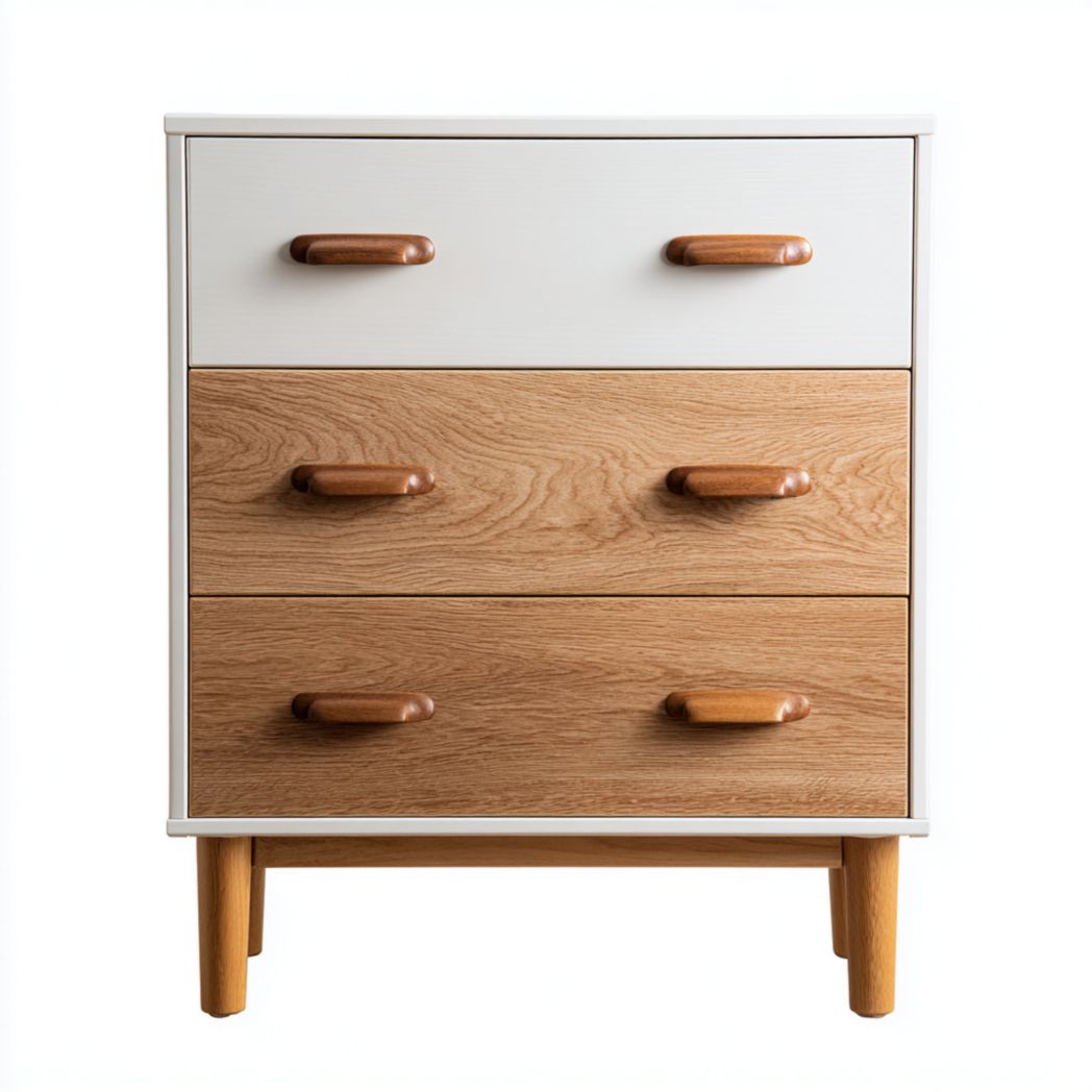 Meuble à chaussures bicolore avec trois tiroirs