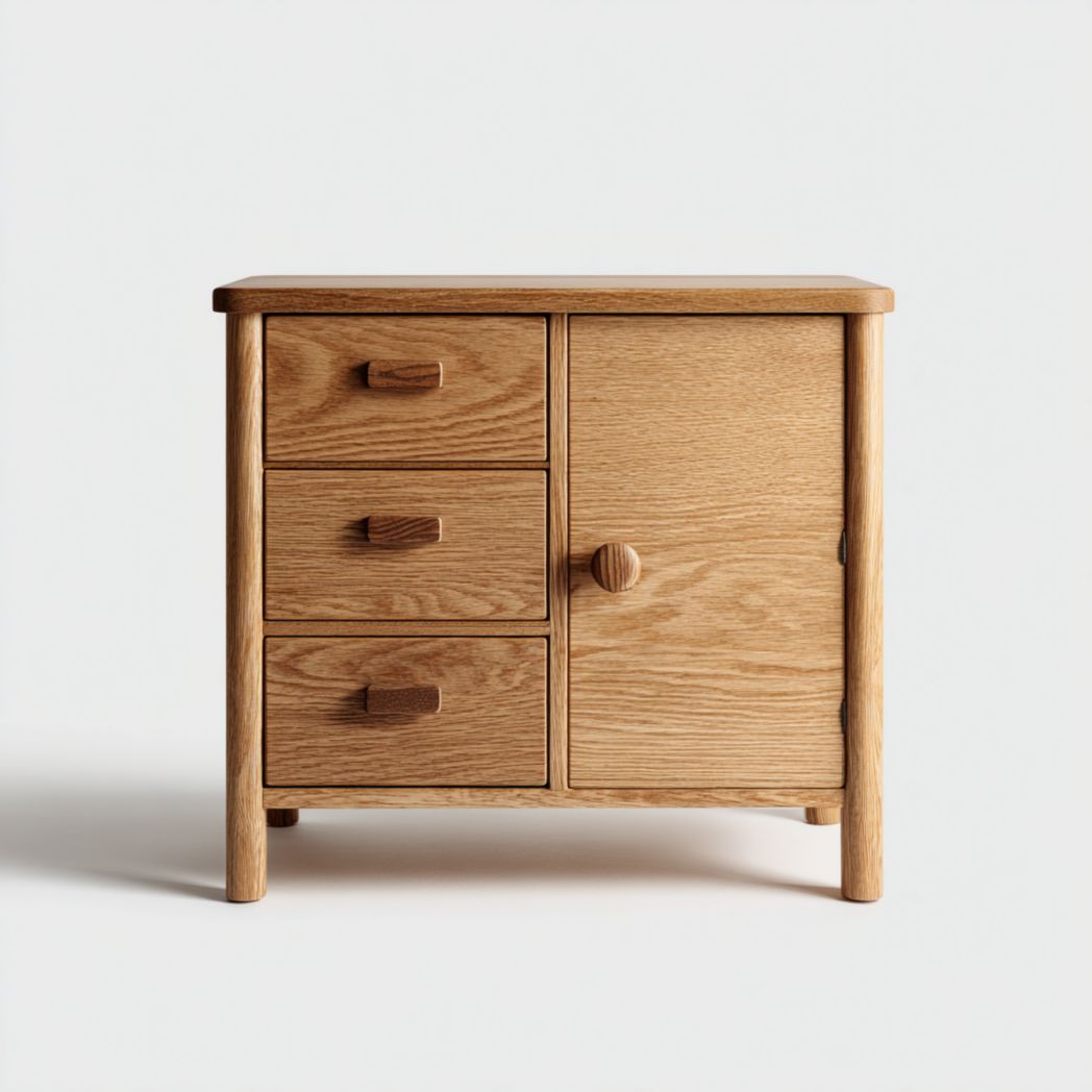 Meuble de salle de bain en bois avec 3 tiroirs et armoire à 1 porte