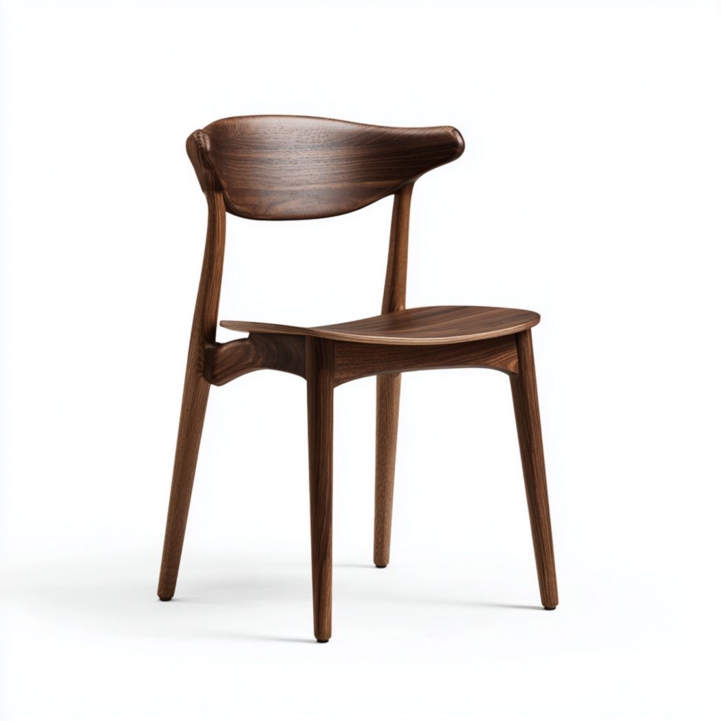 Chaise bistrot en bois massif brun foncé dossier incurvé sans coussin