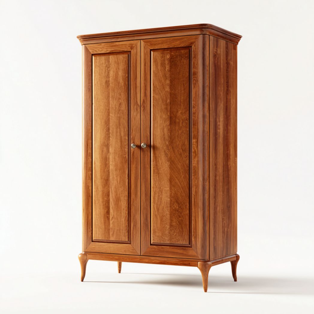 Armoire en bois marron à deux portes sans tiroirs avec pieds courbés