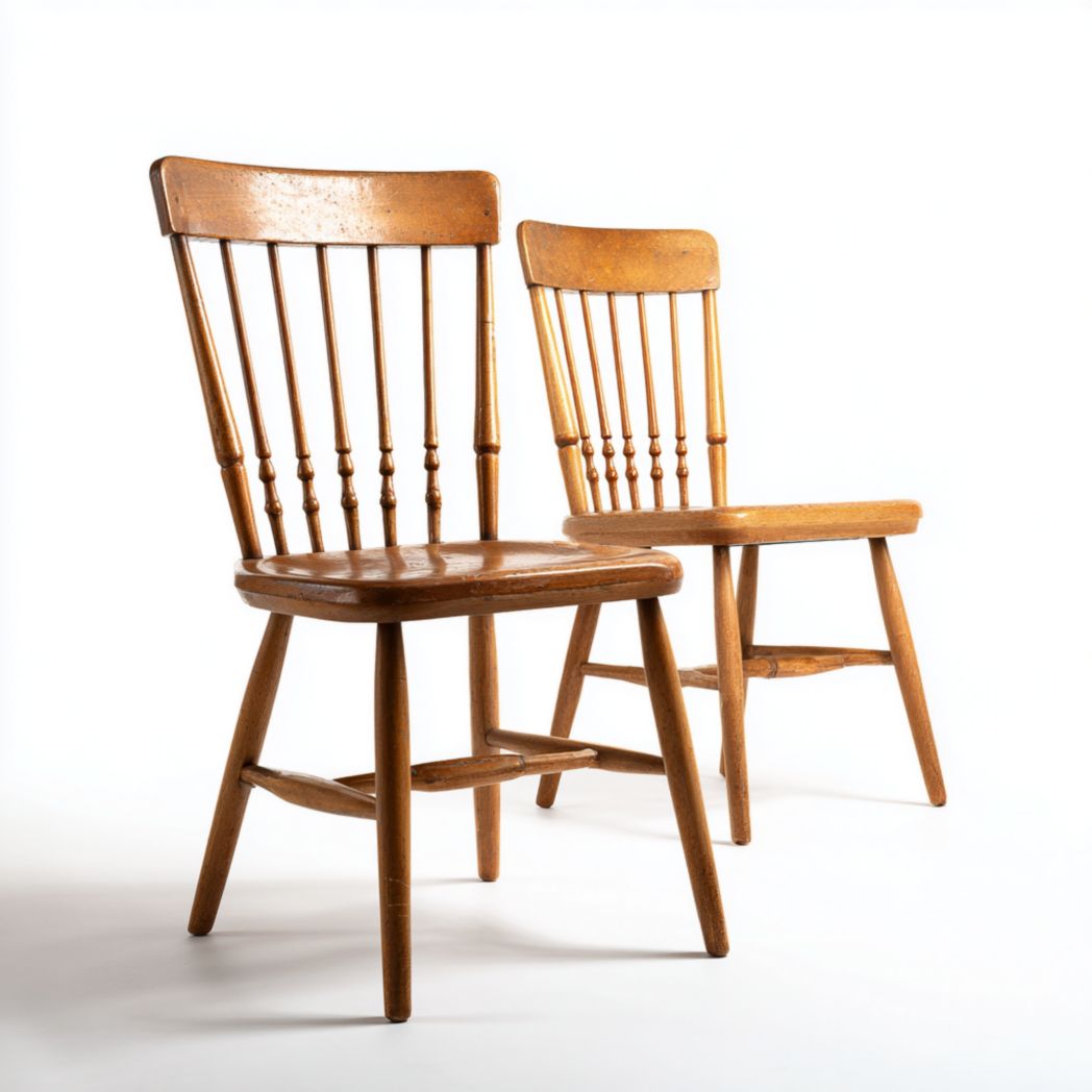 Lot de 2 chaises bistrot en bois naturel dossier à barreaux sans coussin