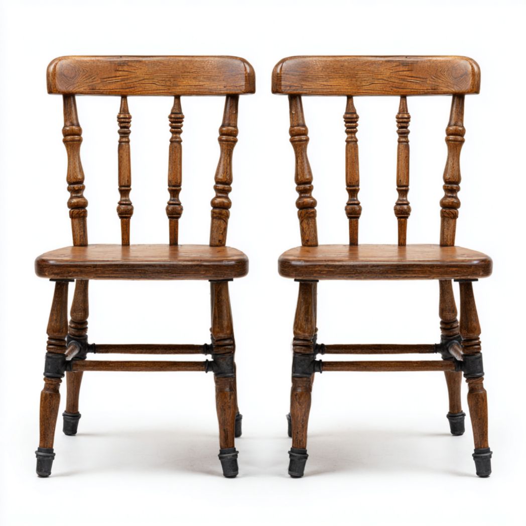 Chaises bistrot lot de deux bois brun foncé sans coussin