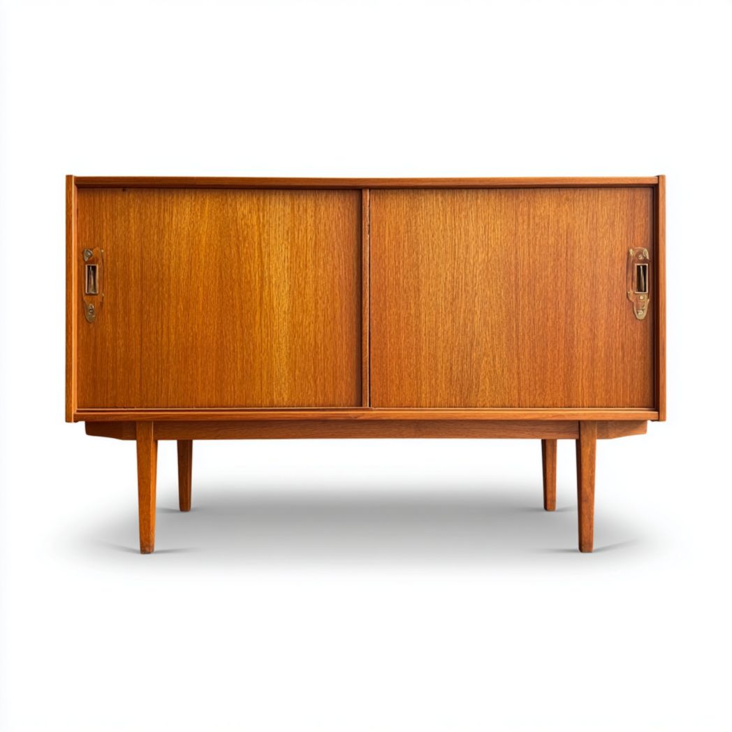 Enfilade en bois, finition brun, deux portes coulissantes