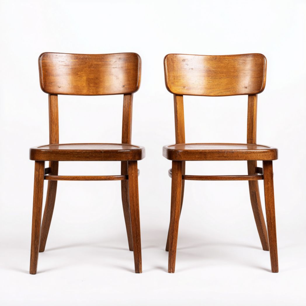 Chaises bistrot lot de deux bois brun sans coussin