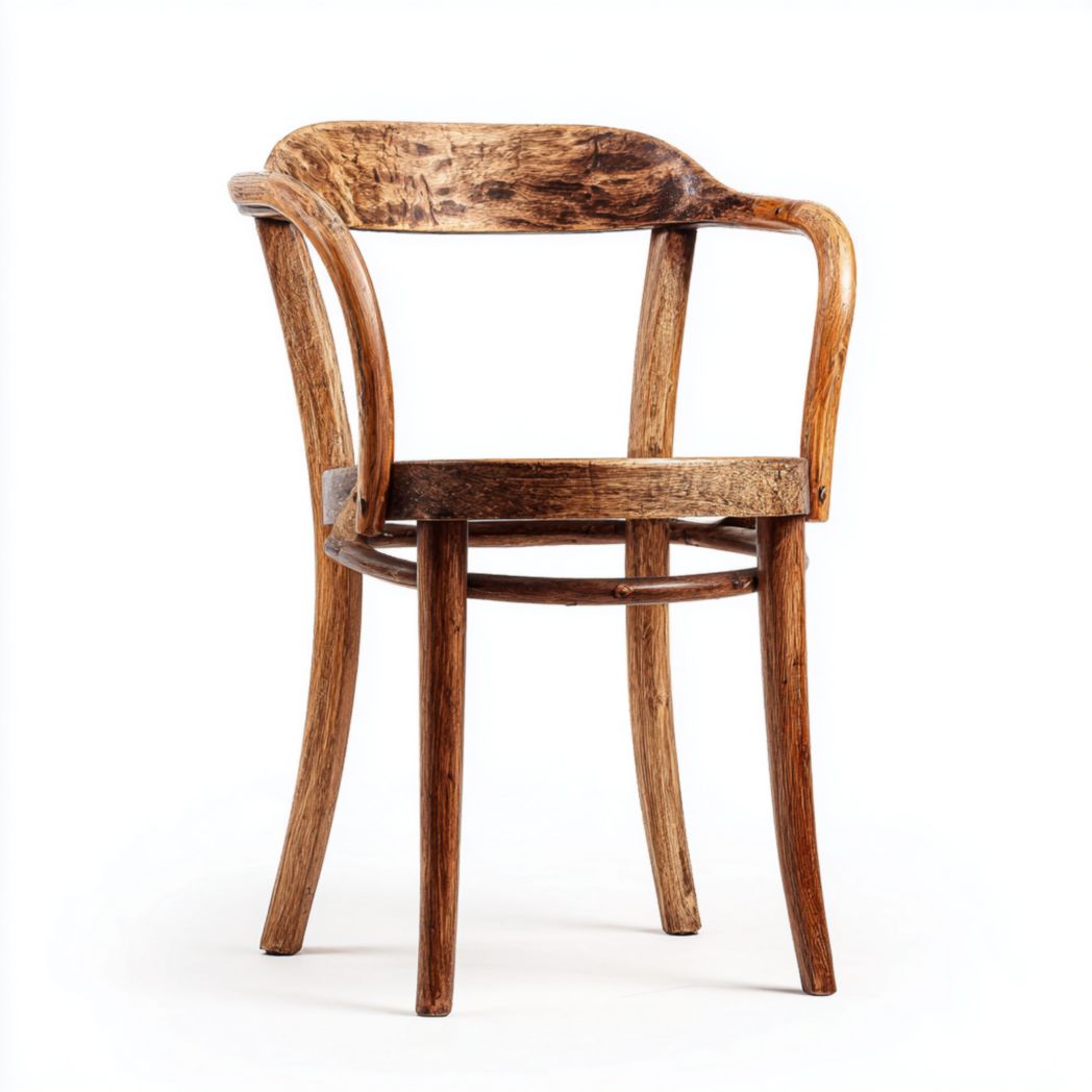 Chaise bistrot en bois naturel une place dossier courbé sans coussin