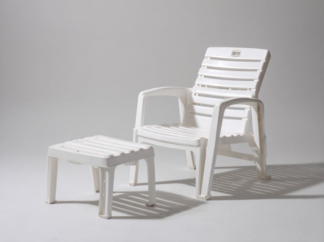 Fauteuil de jardin avec repose-pieds｜ensemble blanc｜structure en plastique