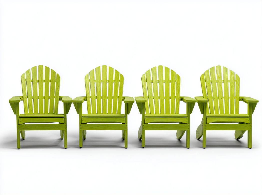 Lot de 4 fauteuils de jardin en bois｜structure verte｜sans coussins