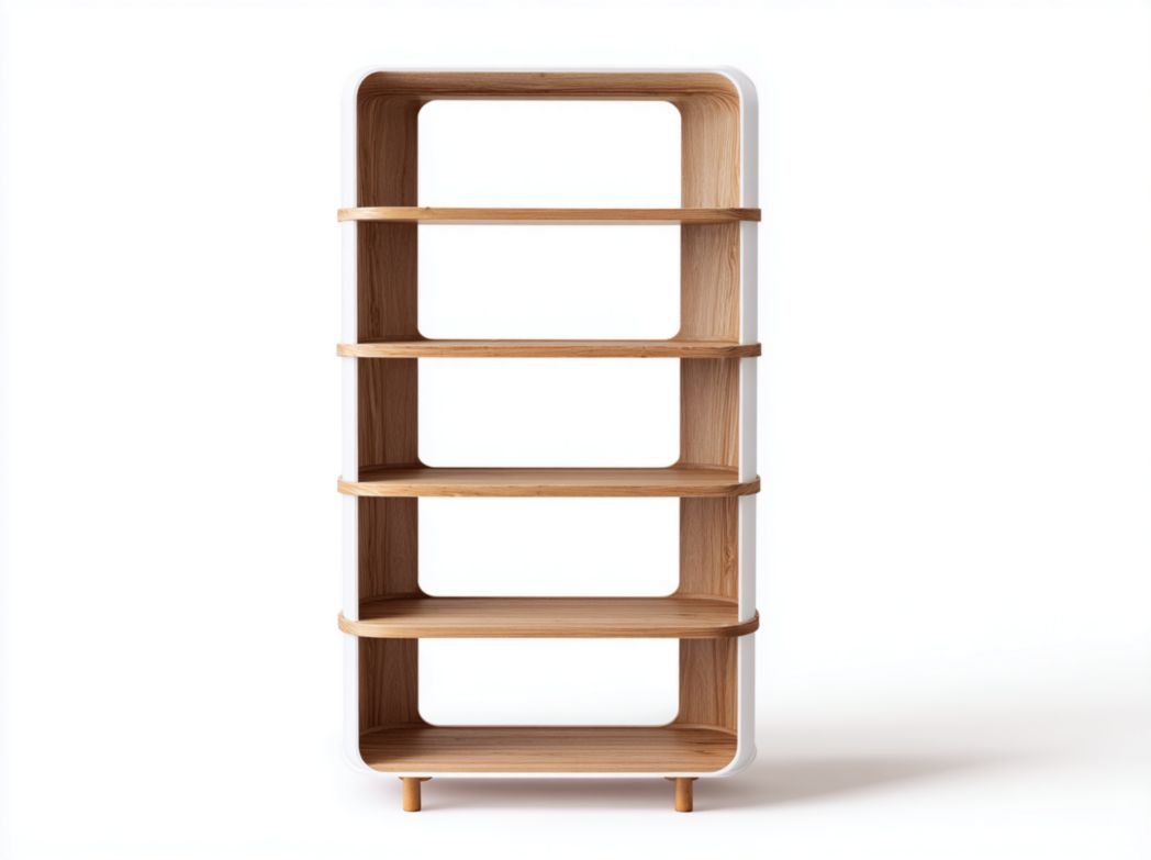 Bibliothèque ouverte bois et blanc cinq étagères de rangement