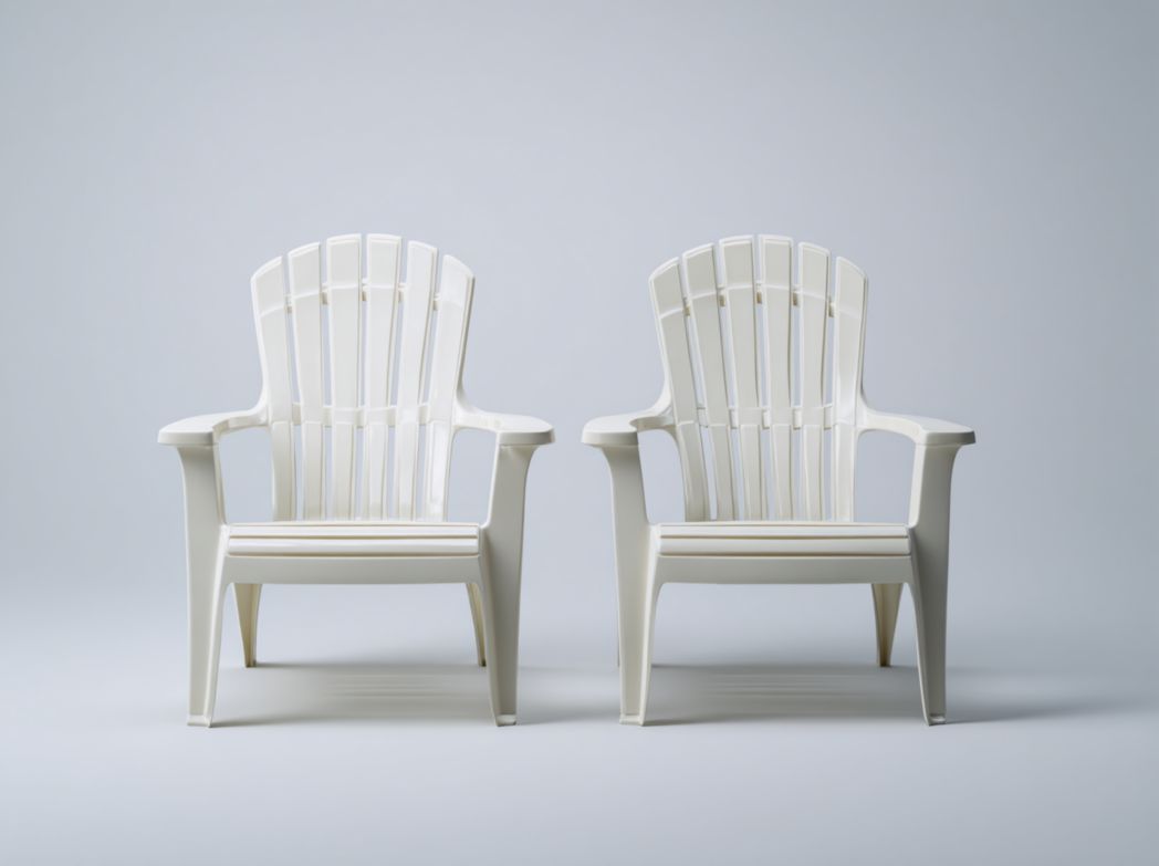 Lot de 2 fauteuils de jardin｜plastique blanc｜dossier haut｜sans coussin