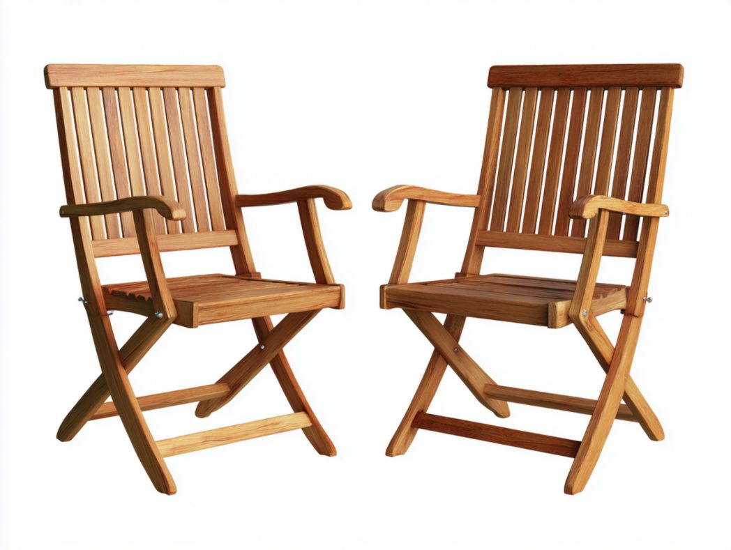 Lot de 2 fauteuils de jardin pliants en bois, design à lattes, brun, sans coussin