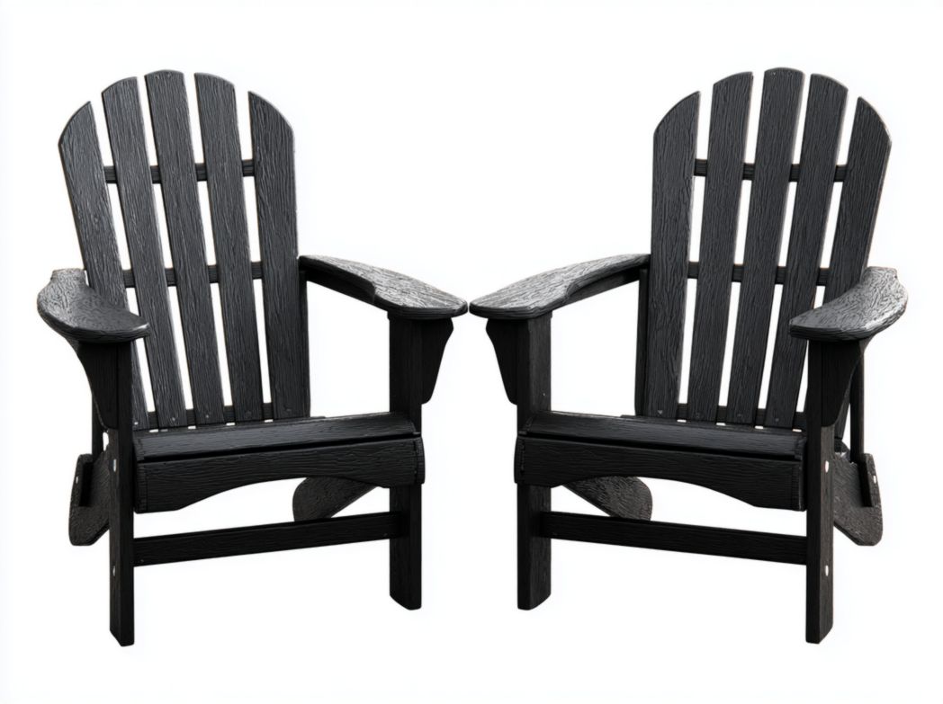 Lot de 2 fauteuils de jardin｜structure bois｜coloris noir｜sans coussin