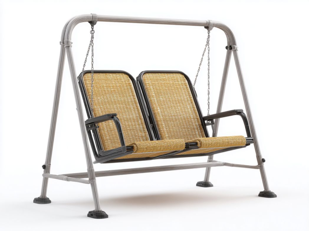 Balancelle 2 places en métal avec siège en rotin synthétique sans auvent
