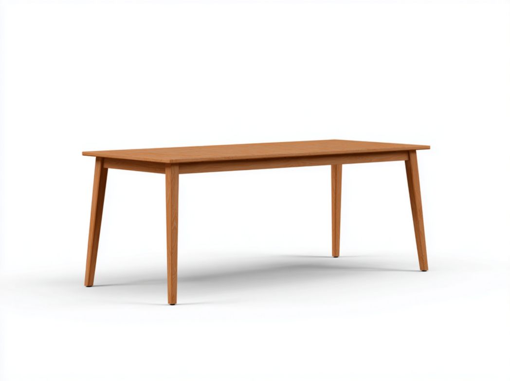 Table rectangulaire en bois de couleur naturelle avec pieds fuselés