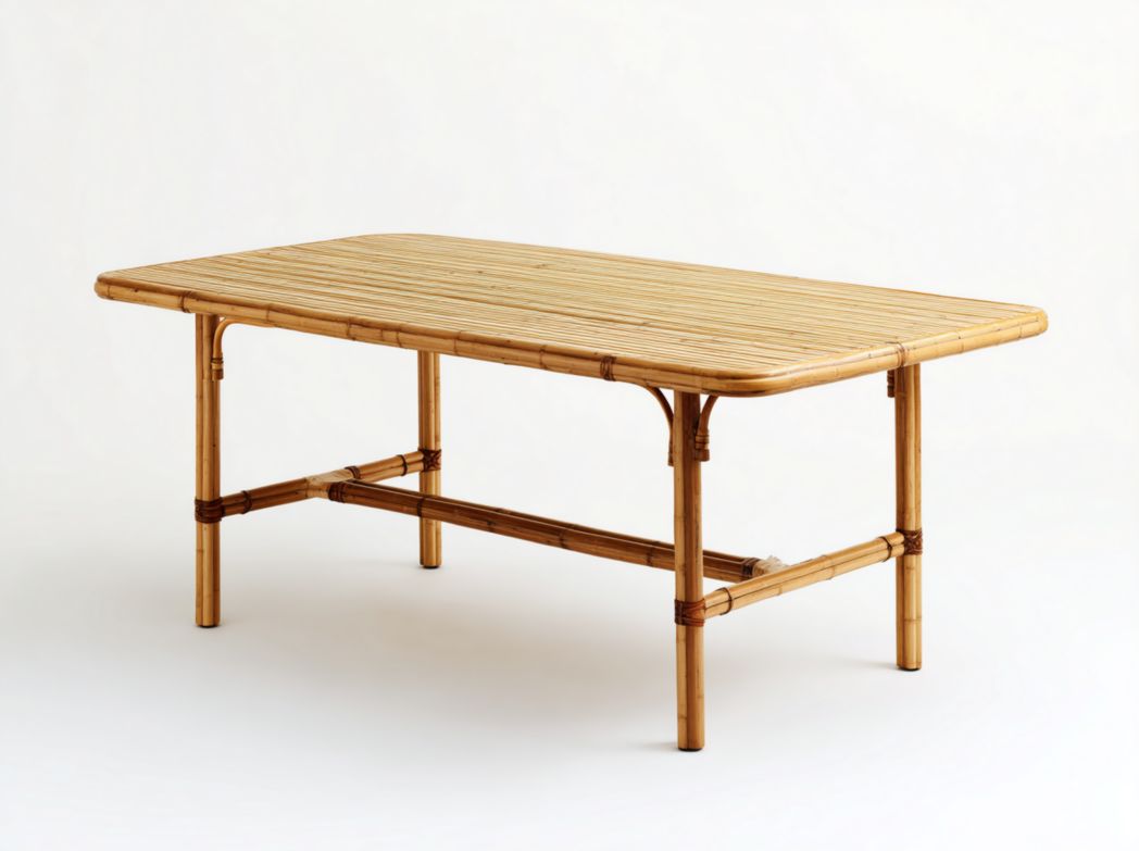 Table rectangulaire en bambou de couleur naturelle