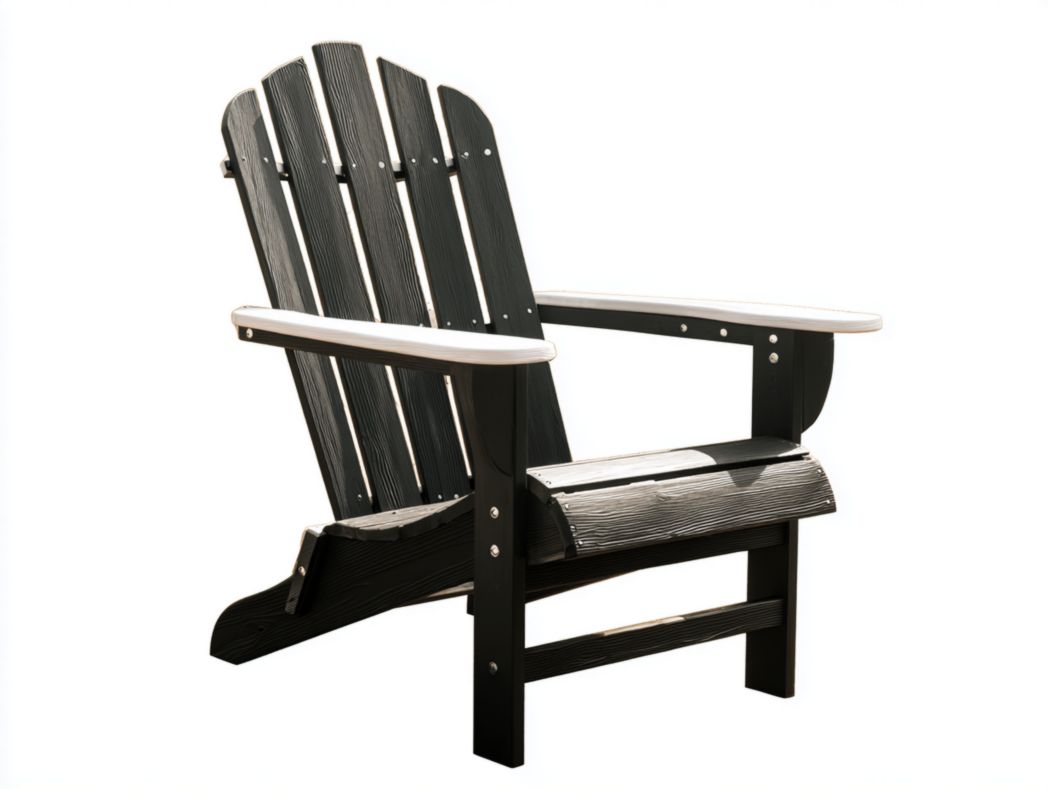 Chaise de jardin en bois noir à dossier haut