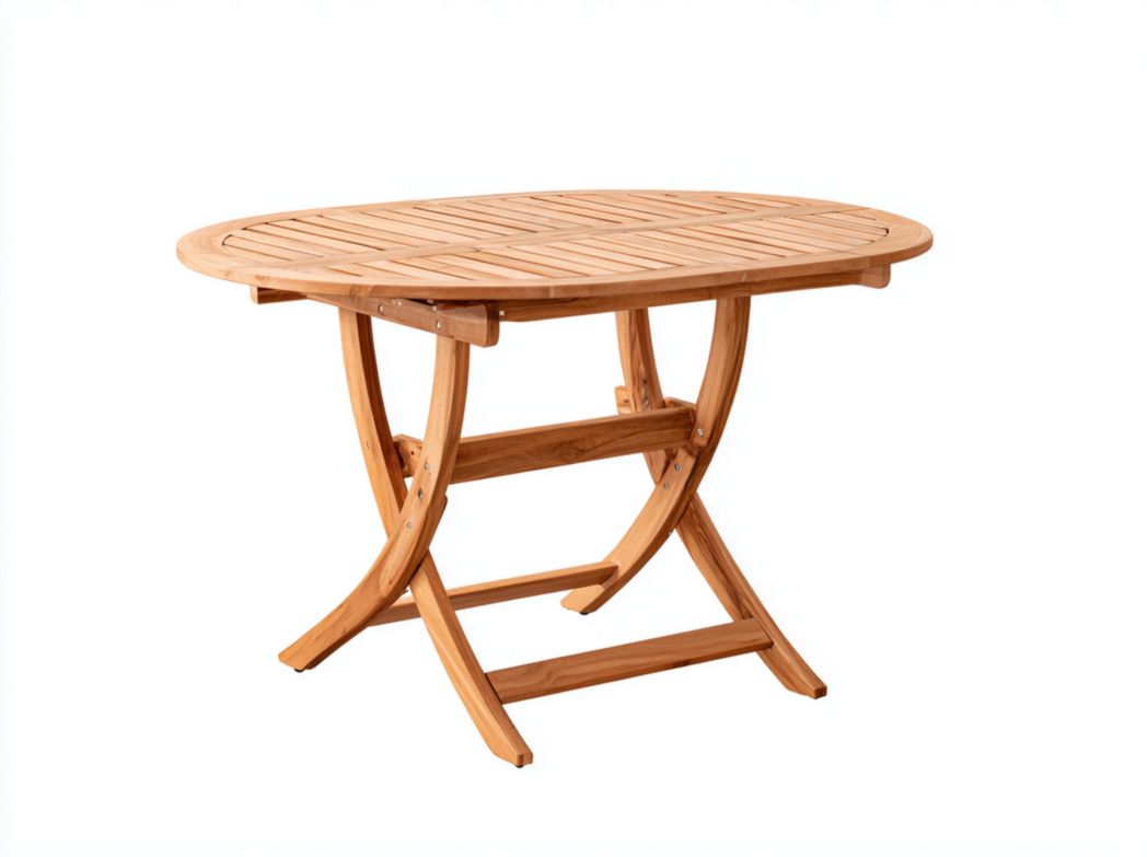 Table ovale en bois de couleur naturelle avec pieds courbés croisés