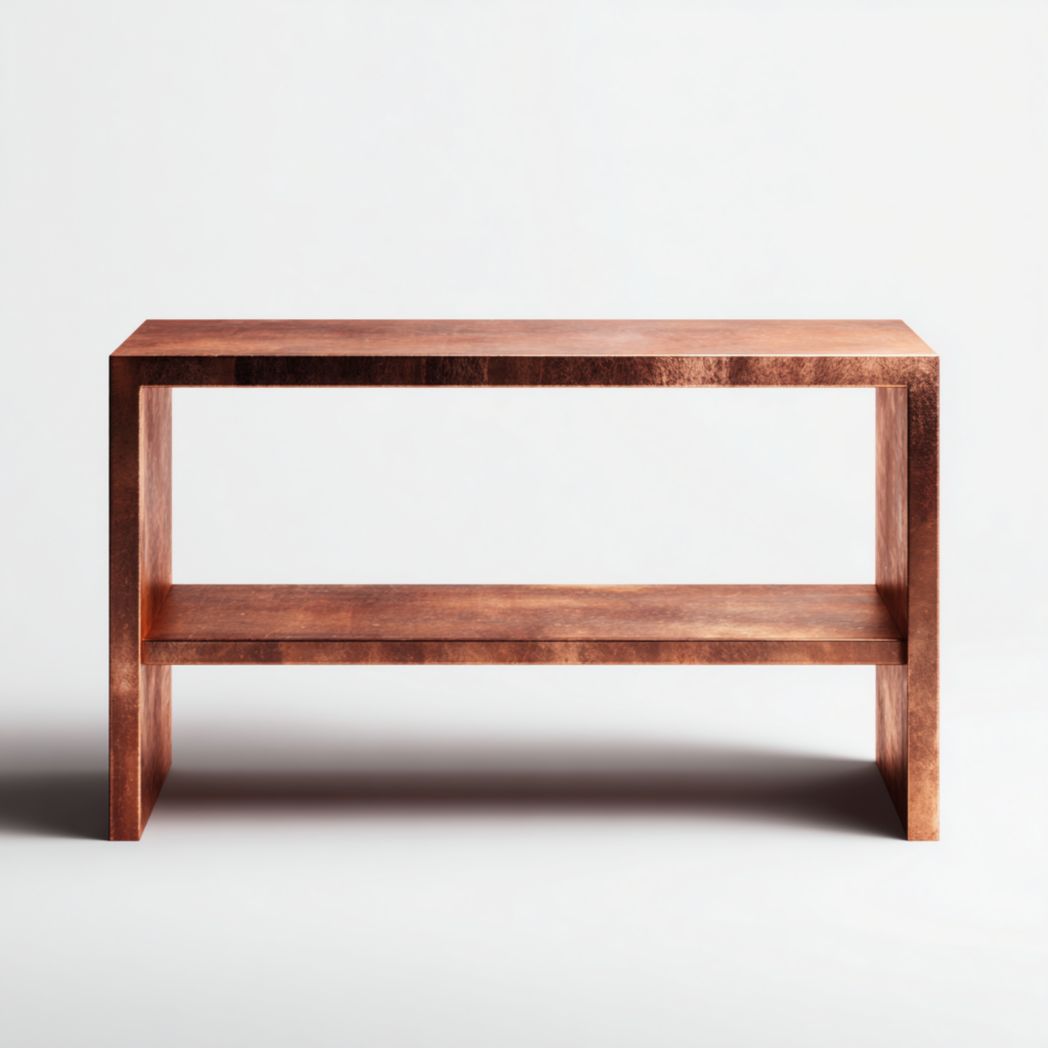 Console rectangulaire en bois brun foncé à deux niveaux