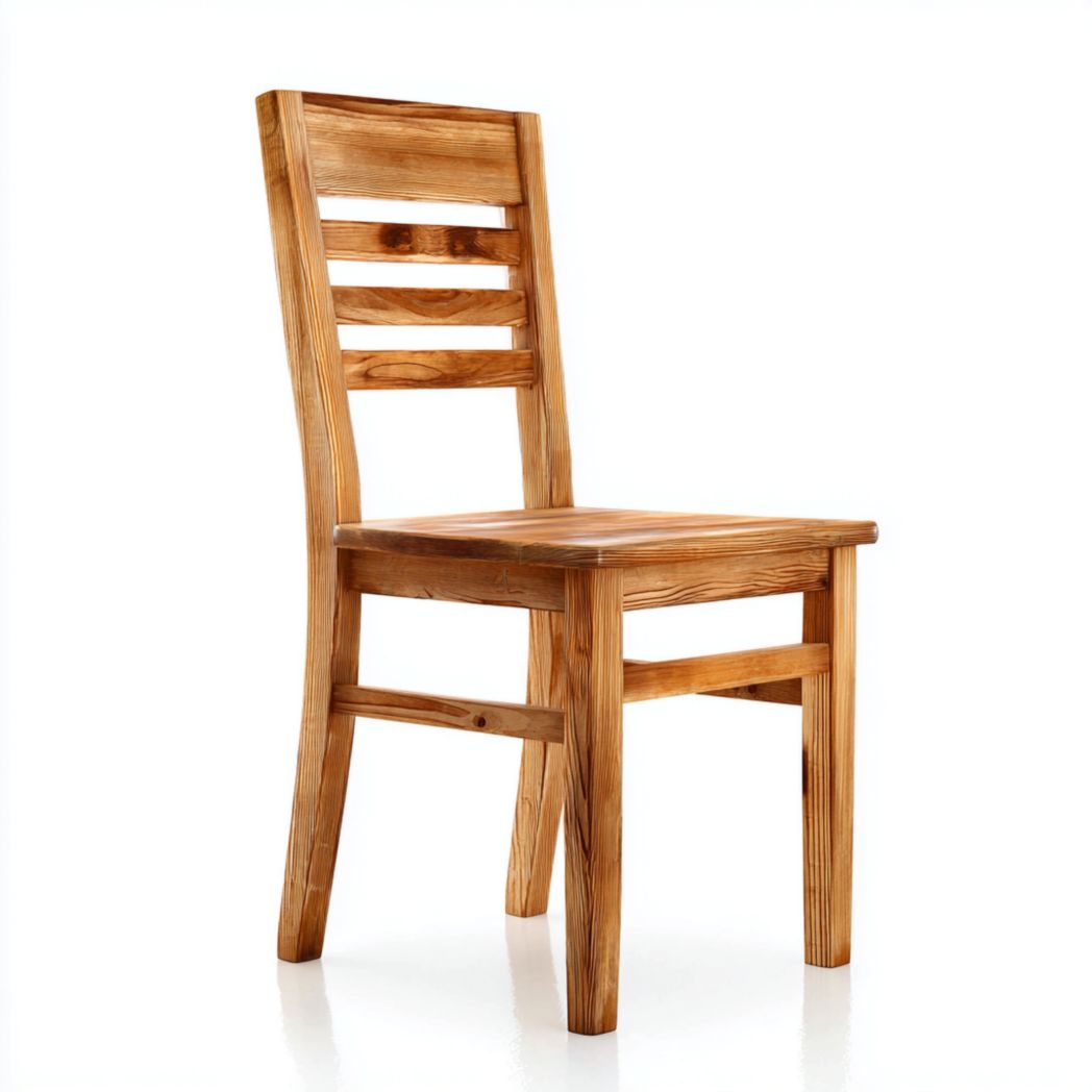 Chaise en bois massif couleur naturelle avec dossier à lattes horizontales