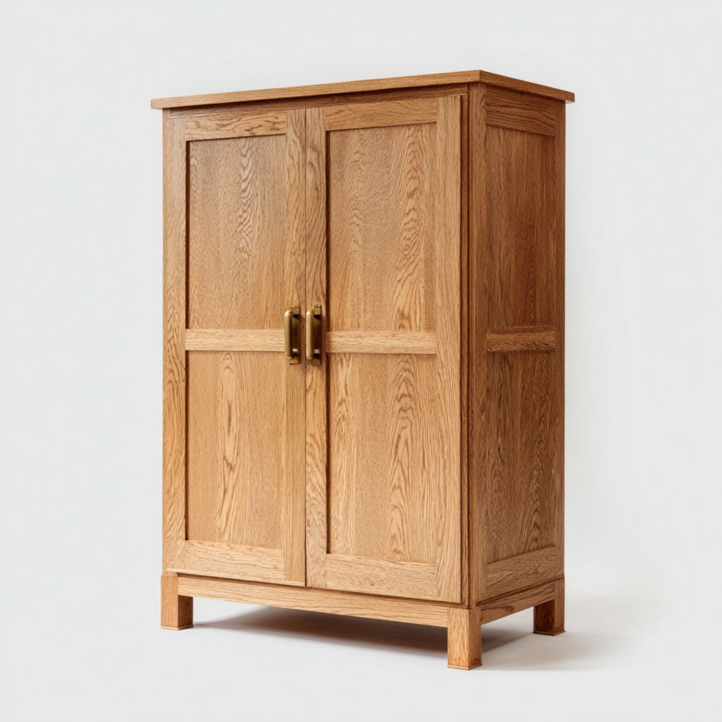 Armoire en bois naturel à deux portes verticales