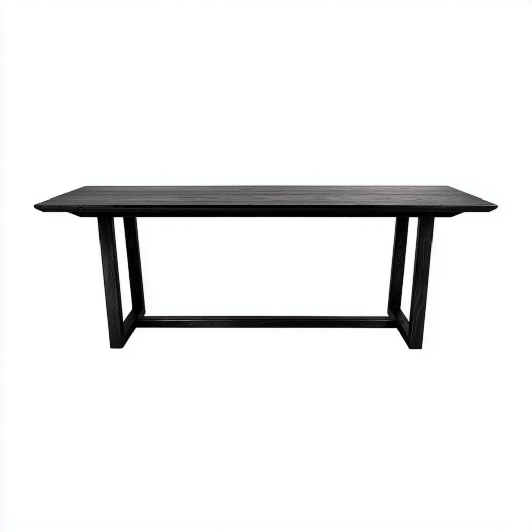 Table de jardin, plateau rectangulaire noir + structure métallique noire