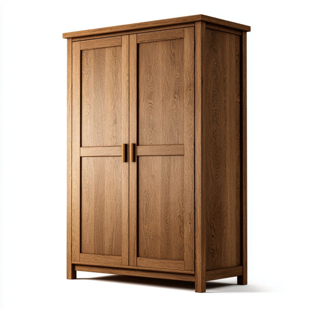 Armoire marron foncé à deux portes et design rectangulaire en bois