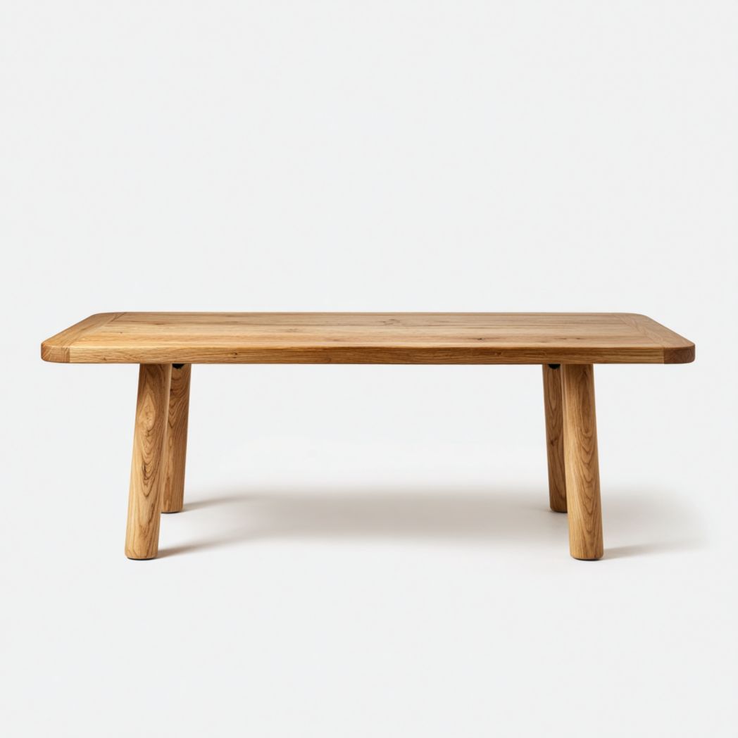 Table rectangulaire en bois de couleur naturelle avec pieds ronds