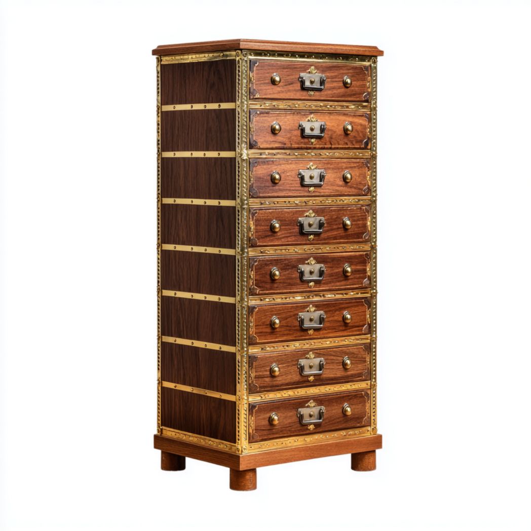 Classeur à huit tiroirs et panneaux en bois et métal