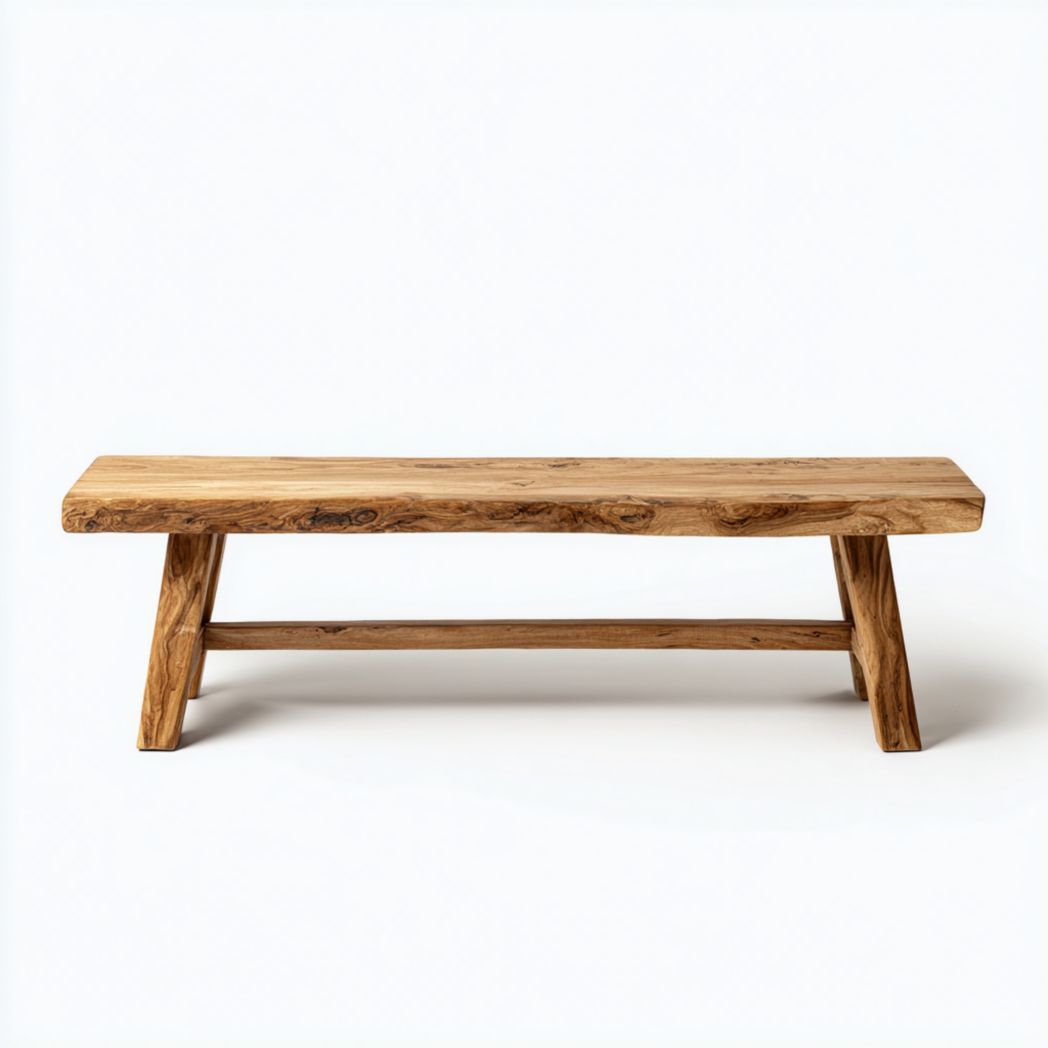 Banc rectangulaire en bois massif sans dossier