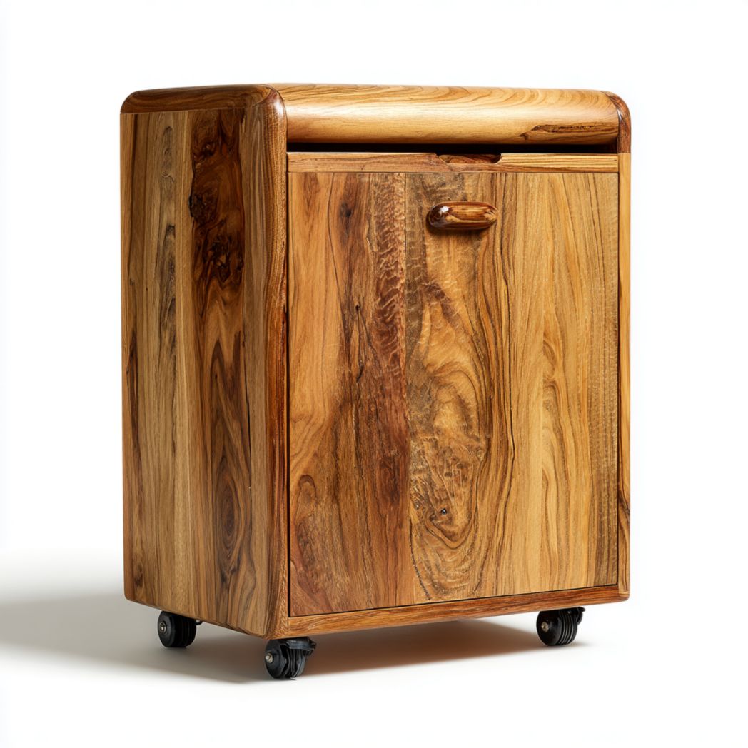 Classeur en bois, une porte, avec roulettes