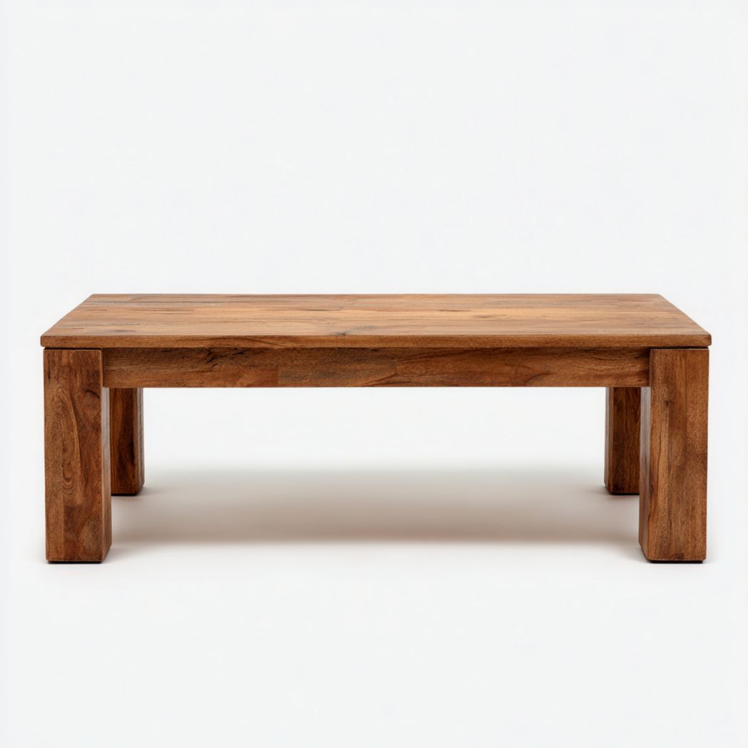 Table basse rectangulaire en bois massif sans tiroir de couleur naturelle
