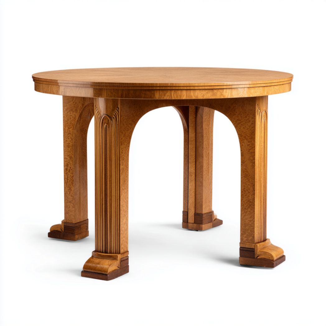 Table basse ronde en bois avec pieds sculptés