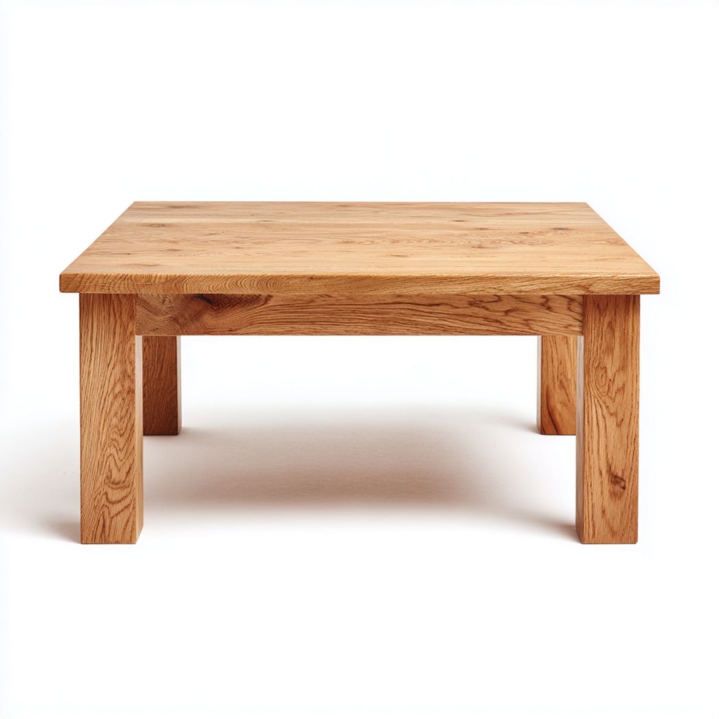 Table basse carrée en bois massif de couleur naturelle