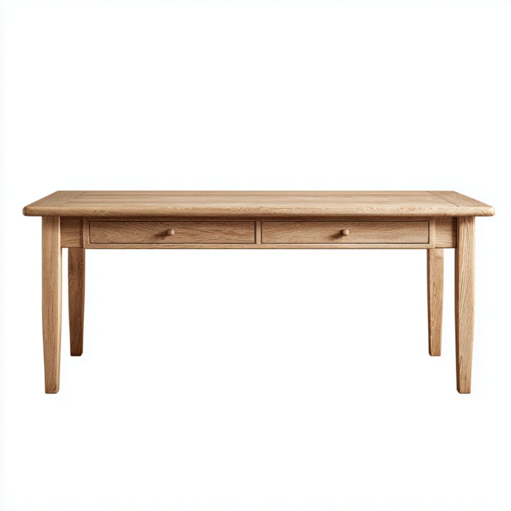 Table rectangulaire en bois de couleur naturelle avec plateau et tiroirs