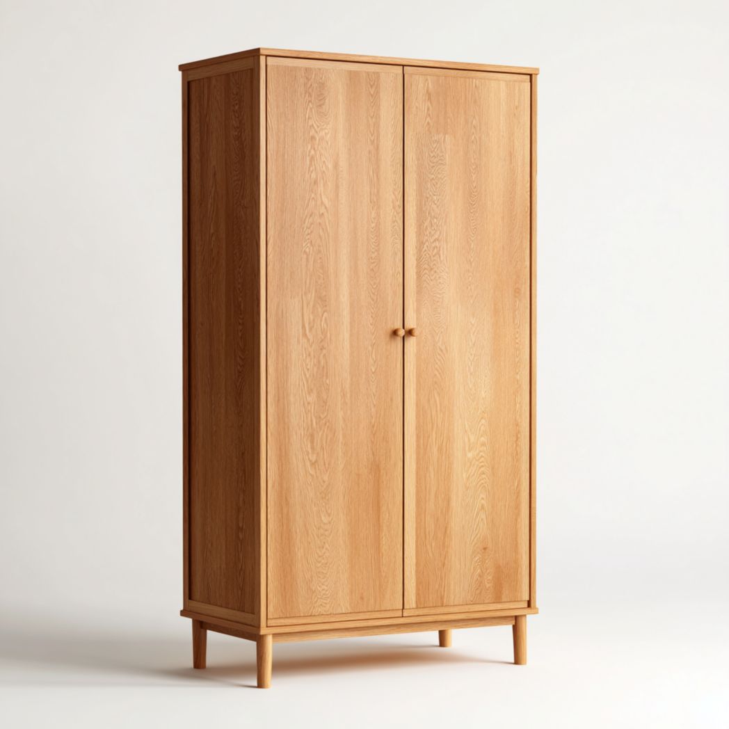 Armoire en bois clair avec portes doubles en design stand