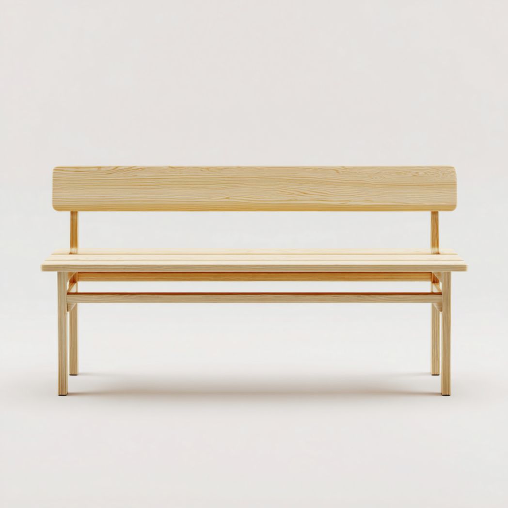 Banc en bois clair avec dossier