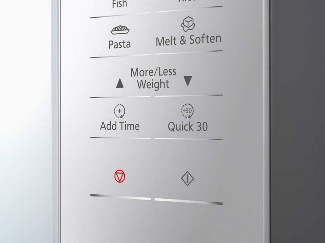 Four à micro-ondes et grill Panasonic NN-GT46KBSUG avec plateau tournant, 31 litres, acier inoxydable, 1 000 W, puissance du gril : 1 100 W, 24 programmes automatiques, écran LCD, capteur Genius, menu Junior, noir