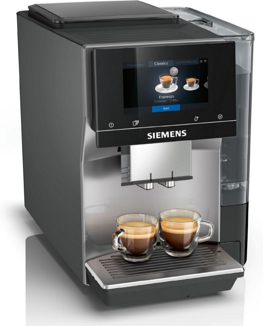 SIEMENS, machine à café à grains entièrement automatique, EQ700, écran iSelect, coffeeWorld, avec Cold Brew et Slow Brew, cappuccinatore, Home Connect, gris anthracite, TP715R01 classic