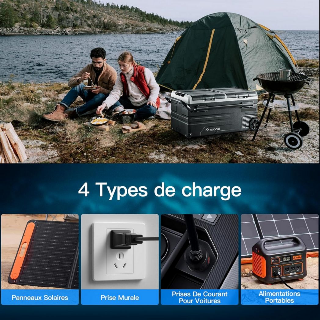 Glacière électrique double zone AAOBOSI 115 L, compresseur WiFi, 12 V/24 V et 100-240 V, pour camping, -20 °C à 20 °C, pour voiture, camion, bateau, camping, caravane, voyage, maison