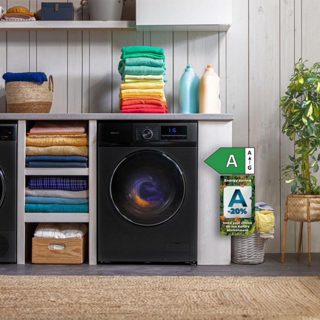 Cecotec Bolero Dresscode 10500 Inverter Steel A. Lave-linge 10 kg Acier, 1400 tr/min, moteur Inverter Plus, Vapeur, Classe A.