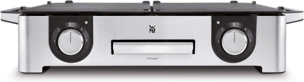 WMF Master-Grill électrique, 2400W, Grande surface 28x50cm, Revêtement antiadhésif, Plaques amovibles lavables au lave-vaisselle, Acier inoxydable Cromargan 18/10, Lono 0415280011