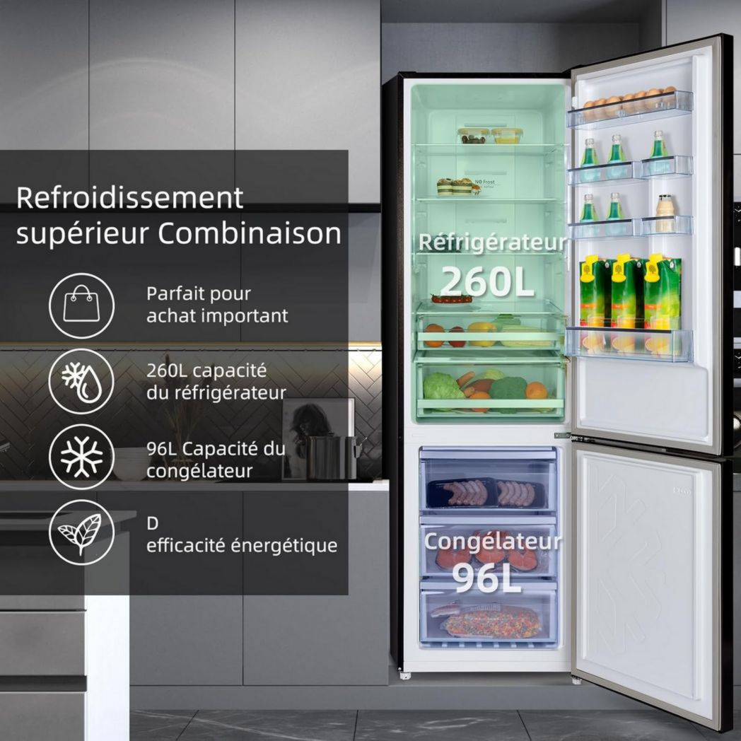 Réfrigérateur congélateur inférieur CHIQ CBM159LEBD 157 litres (109 + 48) Low Frost, faible bruit, refroidissement rapide, faible encombrement