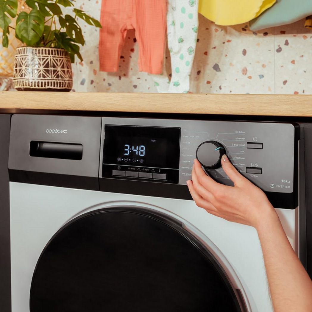 Lave-linge frontal Cecotec Bolero Dresscode 9410 Inverter A 9 kg. Puissance : 1 900 W, 1 400 tr/min réglable, 16 programmes, faible consommation d'énergie, vapeur, stérilisation du linge.